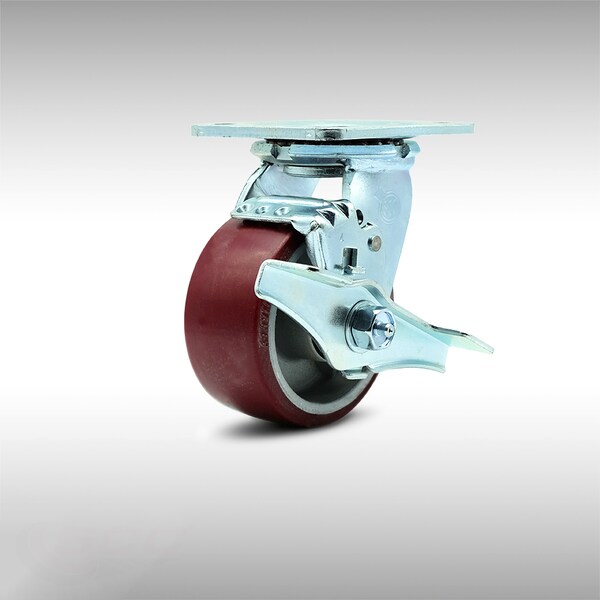 4 Inch SS Poly on Aluminum Swivel Caster with Ball Bearing and Brake SCC